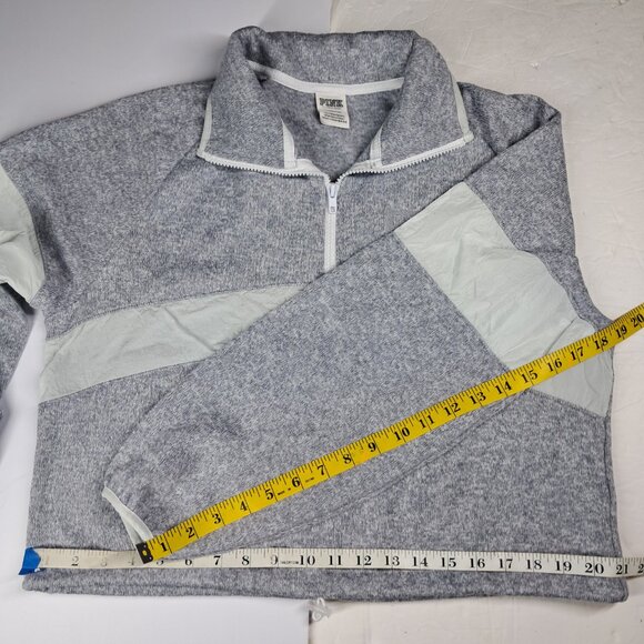 Victoria's Secret Pink Cropped Pullover Drawstring Fleece Small Heather Gray - Picture 11 of 11